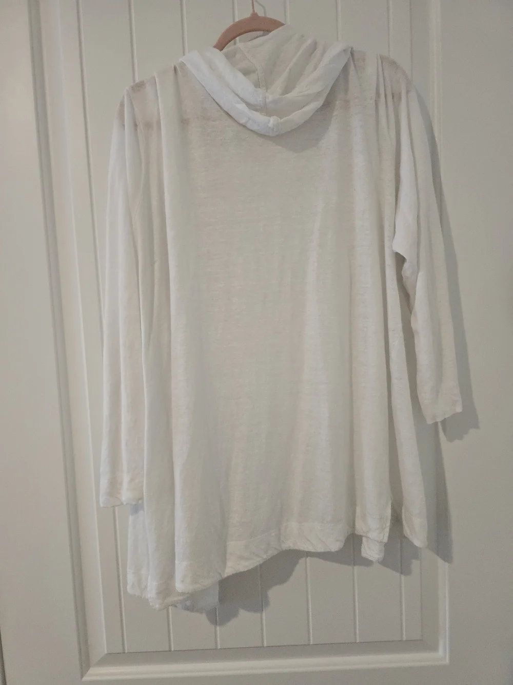 Tahari White Linen Hooded Open Cardigan 3X - Picture 3 of 3